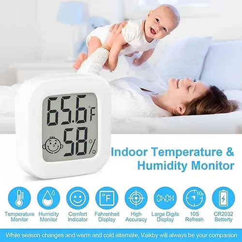 Higrómetro Digital Reloj Termómetro Medidor Temperatura