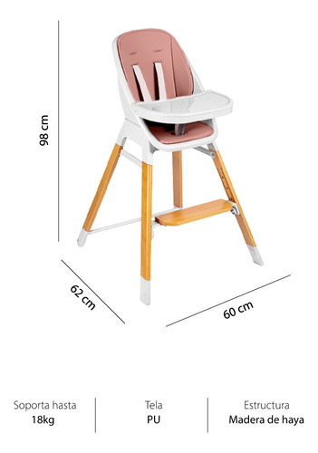 Silla De Comer Bebé Multiply Infantil Regulable 2en1 Nórdica