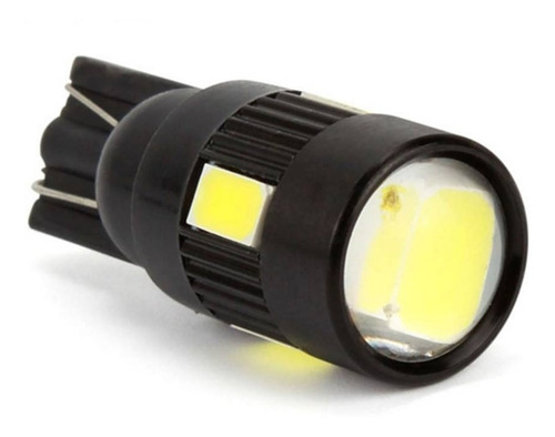 Imagem 4 de 4 de 2 Lâmpadas 6 Led Branco Com Lente 12v Carros Motos Pingo T10