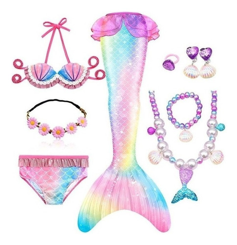 Kit Cola De Sirena 2022 Con Bikini Monoaleta Infantil