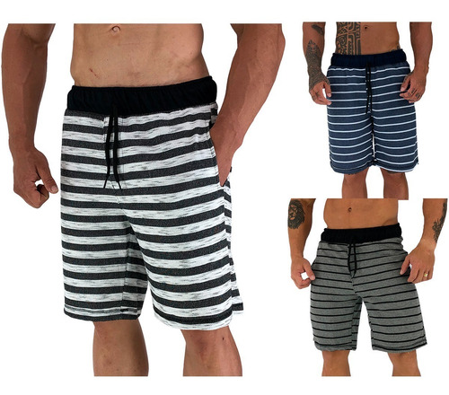 Imagem 1 de 4 de Kit 3 Bermudas Moletom Masculino Estampada Camuflado Floral