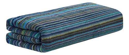 Toallón De Playa 100% Algodón Diseños A Rayas Finas Color Azul y celeste Océano vivo