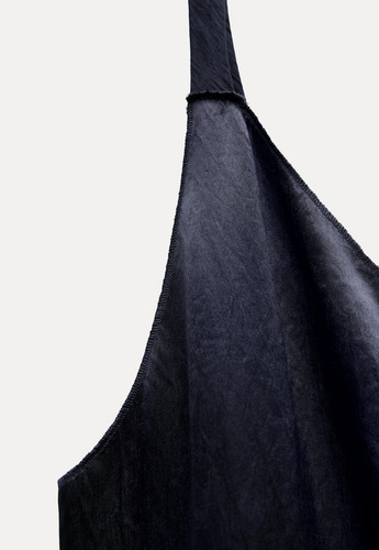 Vestido Lencero Satinado Zara Azul Talle M
