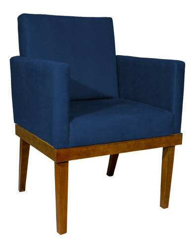Poltrona Decorativa Cadeira Reforçada Recepção Divine Cores Cor Azul-marinho Desenho do tecido TECIDO SUEDE