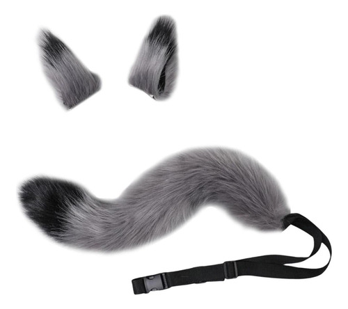 Faux Fur Wolf Ears Tail Cosplay Set Furry Para Fiesta