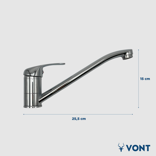 Griferia canilla cromada cocina metal avatorio Vont Vt001 acabado brillante plateado