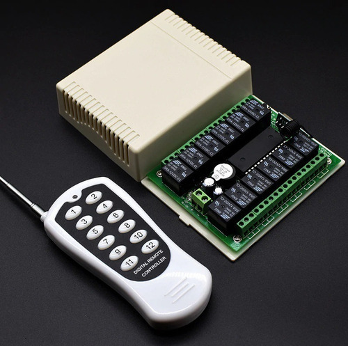 Interruptor de control inalámbrico, relé, radio 433, 12 canales, 12 canales, 12 V