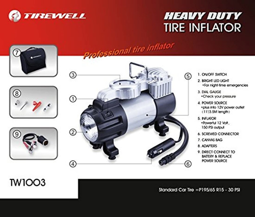 Compresor De Aire Neumaticos Portátil Con Luz De Led 12 V