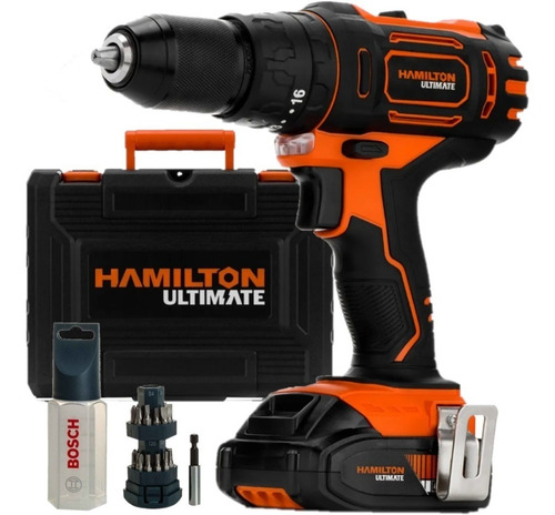 Imagen 1 de 10 de Taladro Atornillador Percutor 20v Hamilton Kit Bosch Maletin