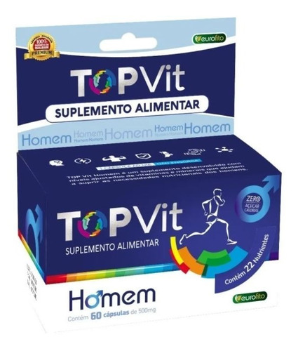 Vitamina E Minerais Topvit Homem 22 Nutrientes 60 Cápsulas