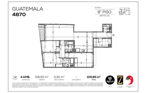 Palermo Soho 4 Ambientes Con Dependencia. 8 Piso!!