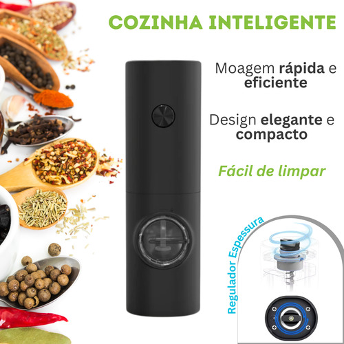 Jogo 2 Moedores Elétrico Dosador Sal Pimenta Reino Premium