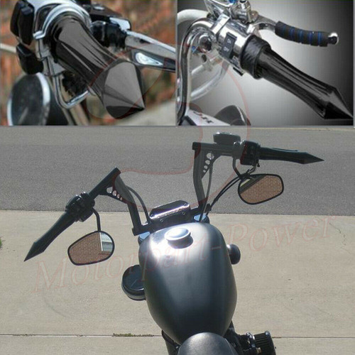 Imagen 4 de 10 de Puños Grips Vortex Para Motocicleta Negro O Cromado Harley, Honda, Yamaha 1 Pulgada
