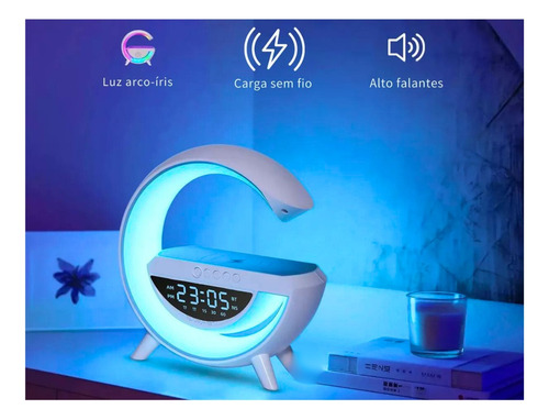 Lámpara Cargador Inalámbrico Parlante Bluetooth Forma G Led