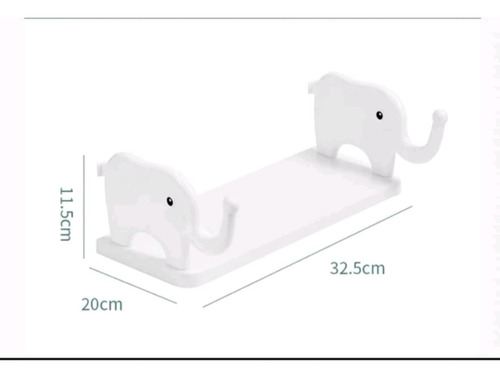 Prateleira C/ Gancho Multifuncional Elefante Banheiro Quarto