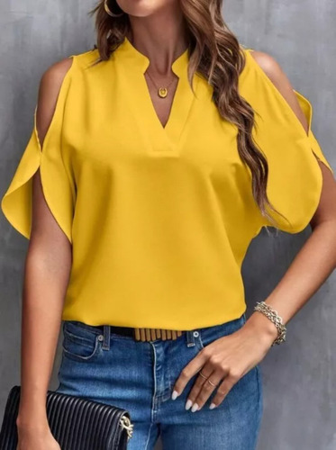 Blusas Para Mujer Elegante Moda Top Dama Casual Cuello V