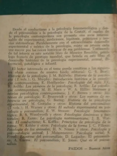 Historia De La Psicología, Por M. Reuchlin, Paidos, Exc (Usado)
