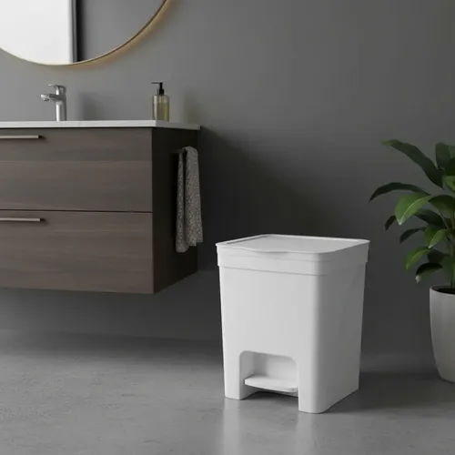 Lixeira Pedal 15l Cesto De Lixo Banheiro Cozinha Tampa Preto