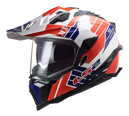 Casco Ls2 Mx 701 Explorer Atlantis Bco Rojo Azul