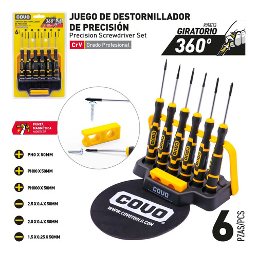 Juego De 6 Piezas De Destornilladores De Precisión Covo