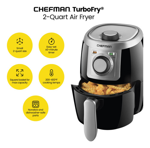 Chefmanchefman Small Compact Air Fryer Cocina Saludable 2 Qt