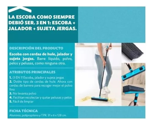 Escoba Con Jalador Y Sujeta Jerga, Barre Líquido Pelo, Y Más