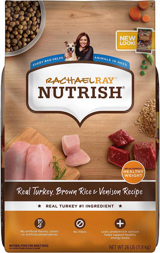 Rachael Ray Nutrish Dry Dog Food, Turkey, Brown Rice & Venis
