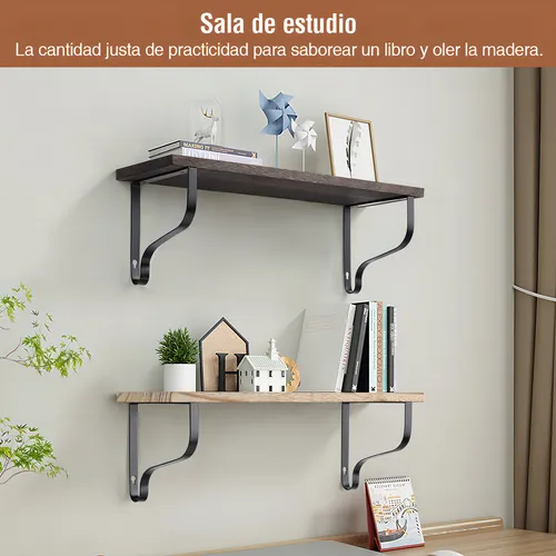 3 Repisas Repisa Flotante Madera 50x15cm Muebles Con Soporte Color Negro intenso