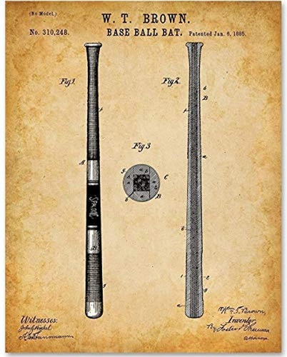 Cuadro Bate De Béisbol Impresión De Patente