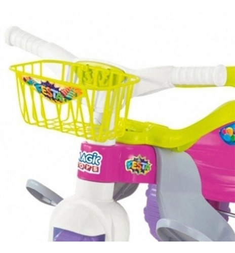 Imagem 3 de 6 de Triciclo Tico Tico Festa Rosa Magic Toy Motoca Com Empurador