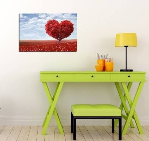 Cuadro 60x90cm Arbol Rojo Corazon Amor Heart Tree Love Red