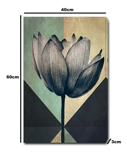 Imagem 3 de 5 de Trio De Quadros 60x40cm Floral Geométrico Para Sala Quarto I