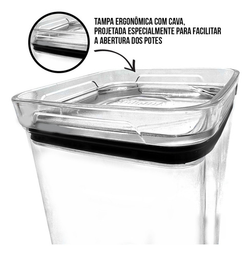 Kit 2 Potes Herméticos Em Acrílico Cristal Empilhável, Organizador Para Mantimentos Pote Resistente