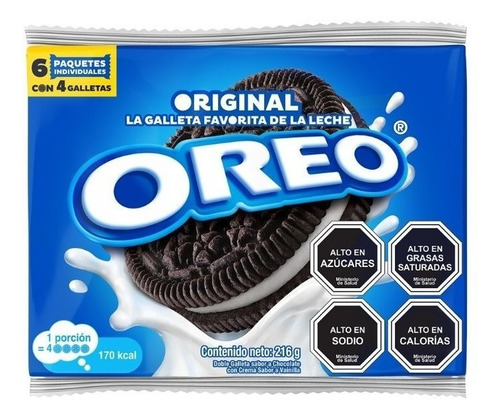 Oreo Galletas De Chocolate Rellena Sabor Vainilla 6 X 36 Gr