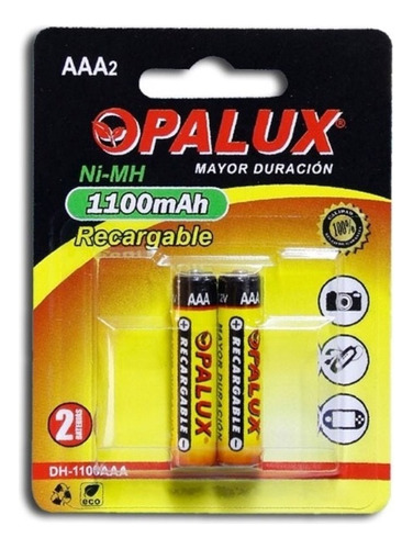 Pila Recargable Aaa 1100mah (2 Pilas) Opalux