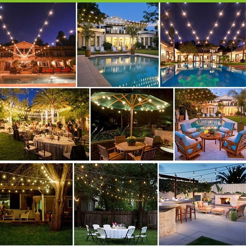 Imagen 6 de 6 de Serie Luces Led Vintage Panel Solar Exterior Con 10 Focos