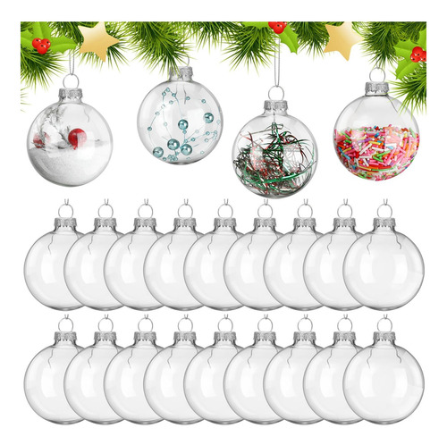 Lilador 24 Pcs Ornamentos De Bola De Vidrio Transparente Par