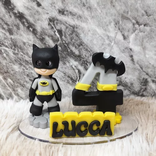 Vela Topo De Bolo Batman Lego Em Biscuit