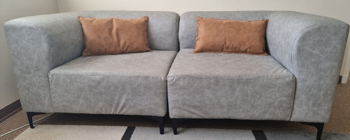Sofa Innovamobel 2 Cuerpos Gris Cuero Ecologico