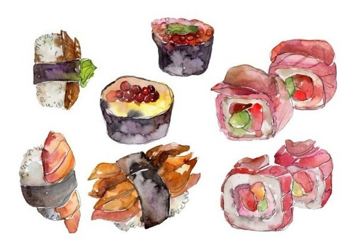 Kit Imágenes Digitales Sushi Acuarela 1658559