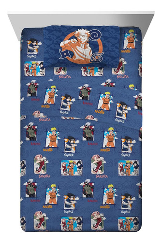 Juego De Sábanas Naruto Franco 3 Piezas Microfibra