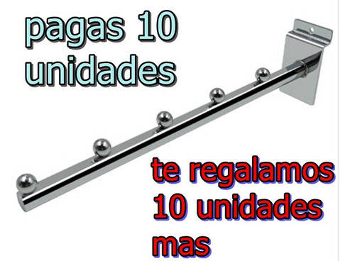 10 Perchas Mensulas  Ganchos Panel Ranurado + 10 De Regalo