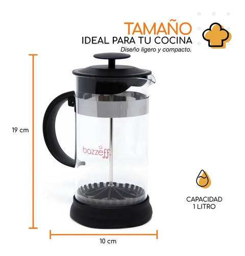 Prensa Francesa De 1 Litro Bazzeff Para Cafe Y Te. Cafetera | Meses sin  intereses