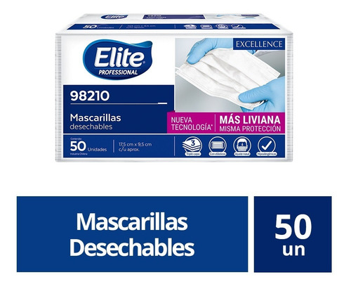 Mascarilla Desechable 50u Elite Professional