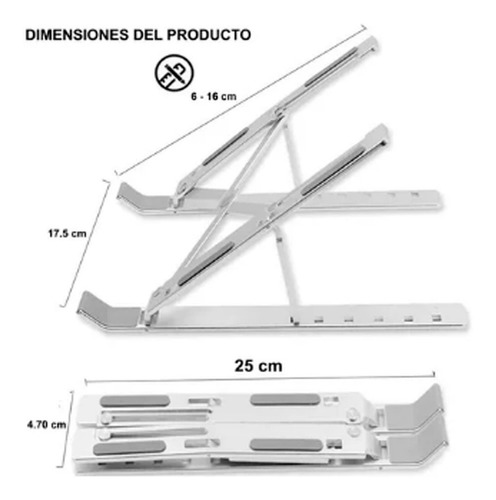 Imagen 7 de 8 de Soporte Plegable De Aluminio Premium Base Para Laptop Tablet