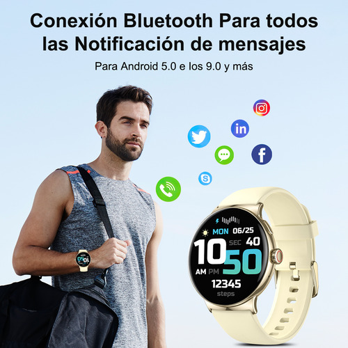 Smartwatch Kakury Sports Smart Watch Ip68 Impermeable Negro 1,43 Pulgadas Y Llamadas Bluetooth Y Medición De La Presión Arterial, Múltiples Formas De Usar Alexa Voz Intelligent
