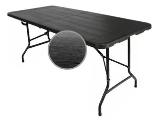 Mesa Plegable Plástico Tipo Portafolio 180cm Portátil Negra