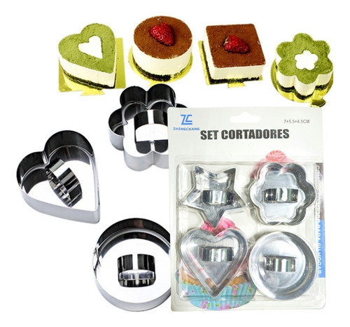 Set 4 Moldes Cortadores De Galletas Corazón Estrella Flor 