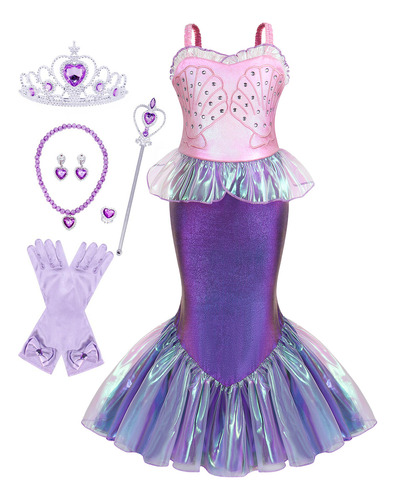 Vestido De Princesa Sirena Para Niñas Sirena Princesa Ariel Cosplay Fiesta Cumpleaños Disfraz De Halloween Día De Navidad Día Del Niño Disfraces