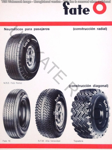 Antiguo Folleto Neumáticos Fate Radial Automóviles Década 60